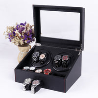 PU Leather Watch Winder Box with Ostrich Texture, 4+6 Slots, Automatic
