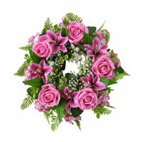 Artificial Rose and Lily Wreath Spring/Summer Floral Wreath Elegant Design Faux Flower Table Garland for Party