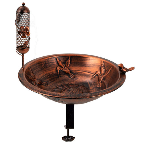 Bird Bath Feeder Shallow Basin Flower Garden Stake Bowl Decorative Accents
