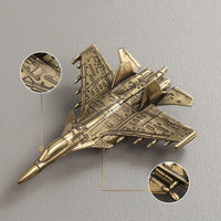 Brass Airplane Figurine Collectible Brass Fighter Jet Decorative Metal Aircraft Ornament for Aviation Fans, Aviation Enthusiasts, Desk, Bookshelf