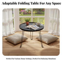 Foldable Round &coffee Table Lightweight Household Furniture Anti-Slip Feet