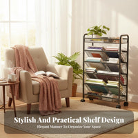 Tiered Rolling Shelf Space-Saving Household Storage Lockable Casters for Renters