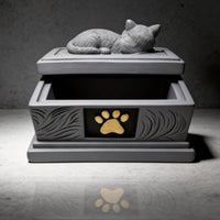 Resin Feline Memorial Box Decorative Finish Pet Memorial Keepsake Handmade