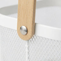 Mesh Wire Metal Storage Basket Wooden Handle, Metal Storage Basket with Handles, Modern Home Storage Basket Wooden Handles