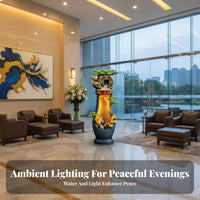 Humidifier Function Indoor Rockery Waterfall Feng Shui Decor Floor Standing Waterfall Fountain Mist Generator LED Rockery Water Feature Artisan-Made for Business Owners, Living Room, Office, Hotel Lobby, Reception Area