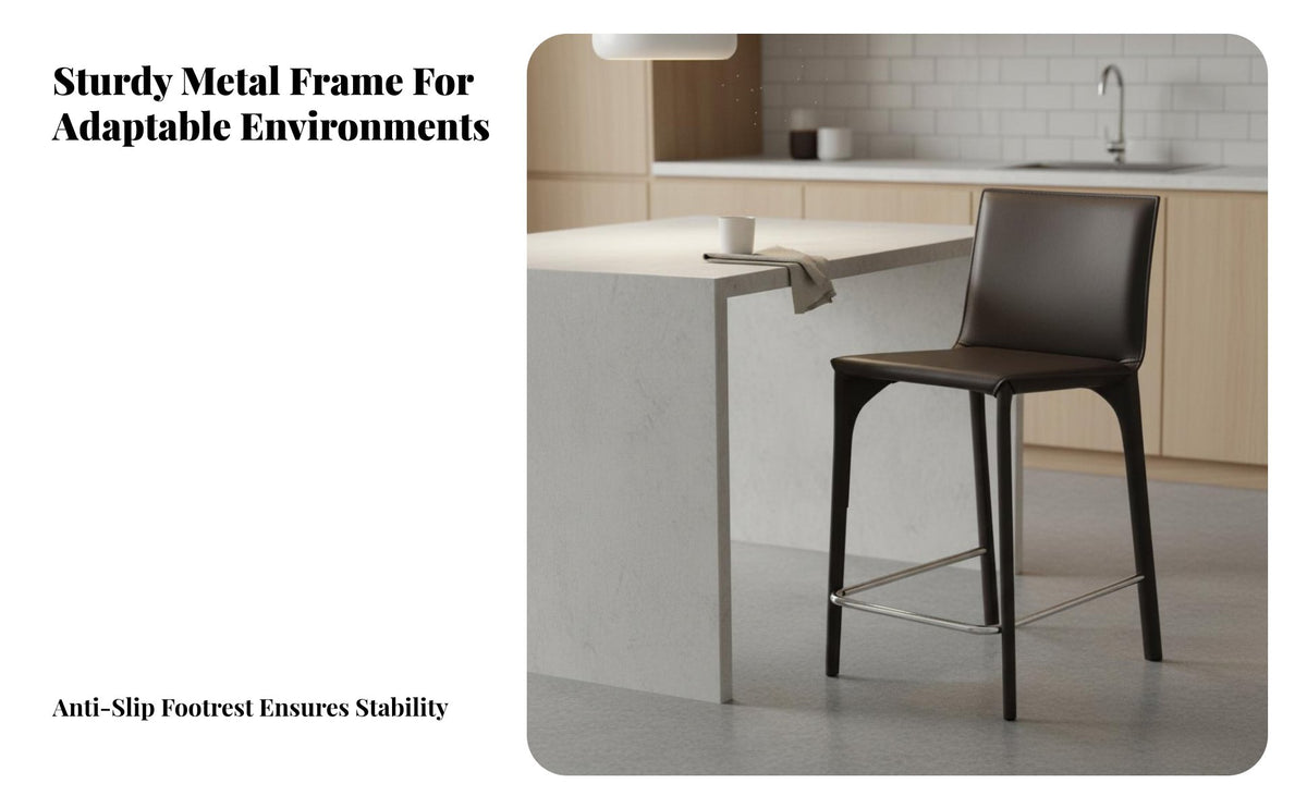 Modern Design Upholstered High Stool Minimalist Design Bar Chair Built-in Footrest Counter Seating Long-Lasting Construction for Homeowners, Interior Designers, Business Owners, Kitchen Island, Cafe, Restaurant, Dining Room