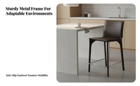 Modern Design Upholstered High Stool Minimalist Design Bar Chair Built-in Footrest Counter Seating Long-Lasting Construction for Homeowners, Interior Designers, Business Owners, Kitchen Island, Cafe, Restaurant, Dining Room