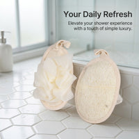 Exfoliating Back Scrubber for Adults Bathing, Washable Rayon Glove with Textured Surface, 2-in-1 Mitt and Loofah Set