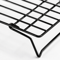 Folding Cooling Rack, 25cm Square Cake Rack, Non-Stick Carbon Steel, Matte Black Baking Accessories for Hobby Bakers