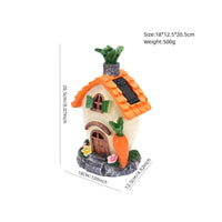 Carrot Cottage Ornament Hand Painted Solar Fairy House Waterproof for Yard, Kids