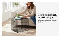 Hollow Cube End Table Multi-Functional Metal Wire Cube Table Floor-Standing Minimalist Iron Rod Shelf for Living Room, Bedroom, Entryway