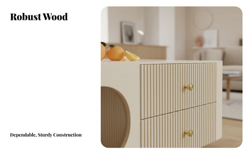 Minimalist Design Matching TV Stand and Coffee Table Set Floor-Standing Matching Living Room Furniture Set cord Management Household Furnishings Rounded Corners for Bedroom