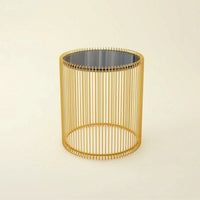 Openwork Side Table with Glass Surface Lightweight Glass Surface Side Table Modern Furniture Minimalistic for Balcony