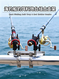 Stainless Steel Boat Fishing Bait Basin with Universal Double Rod Holder