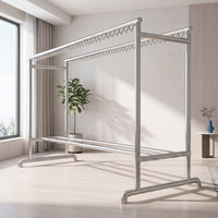 Clothes Clothesline Rack Stainless Steel Clothesline Rack with Double Rod Windproof for Laundry Room, Balcony, Patio