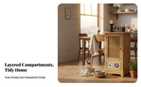 Rattan Door Cabinet Retro Design 2-Door Rattan Cupboard Modern Design Multi-Purpose for Homeowners, Living Room, Hallway