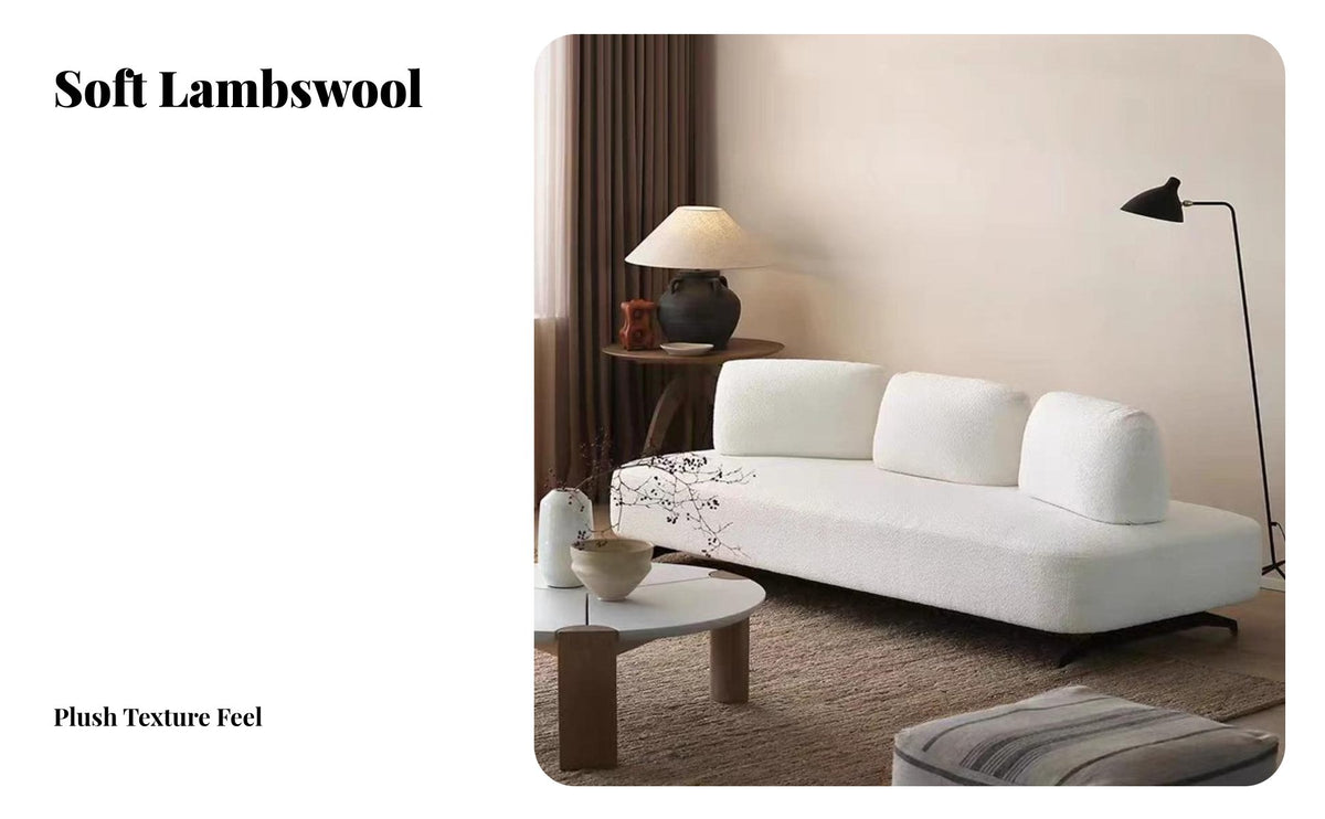 Armless Block Sofa Nordic aesthetic Couch Boucle Upholstery sectional Furniture for Apartment Dwellers, Design aficionados, Living Room, Lounge Area, Studio