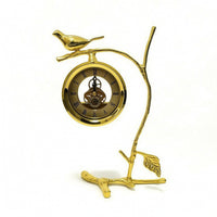 Bird Clock with Stand Gold-Toned Table Clock with Bird Roman Numeral for Bedroom