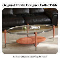 Glass Top Coffee Table Nordic Design Sculptural Base Glass Table Creative Easy to Clean for Interior Designers, Families, Office