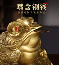 Brass Bagua Gold Toad Figurine, Chinese Style, Metal Craft