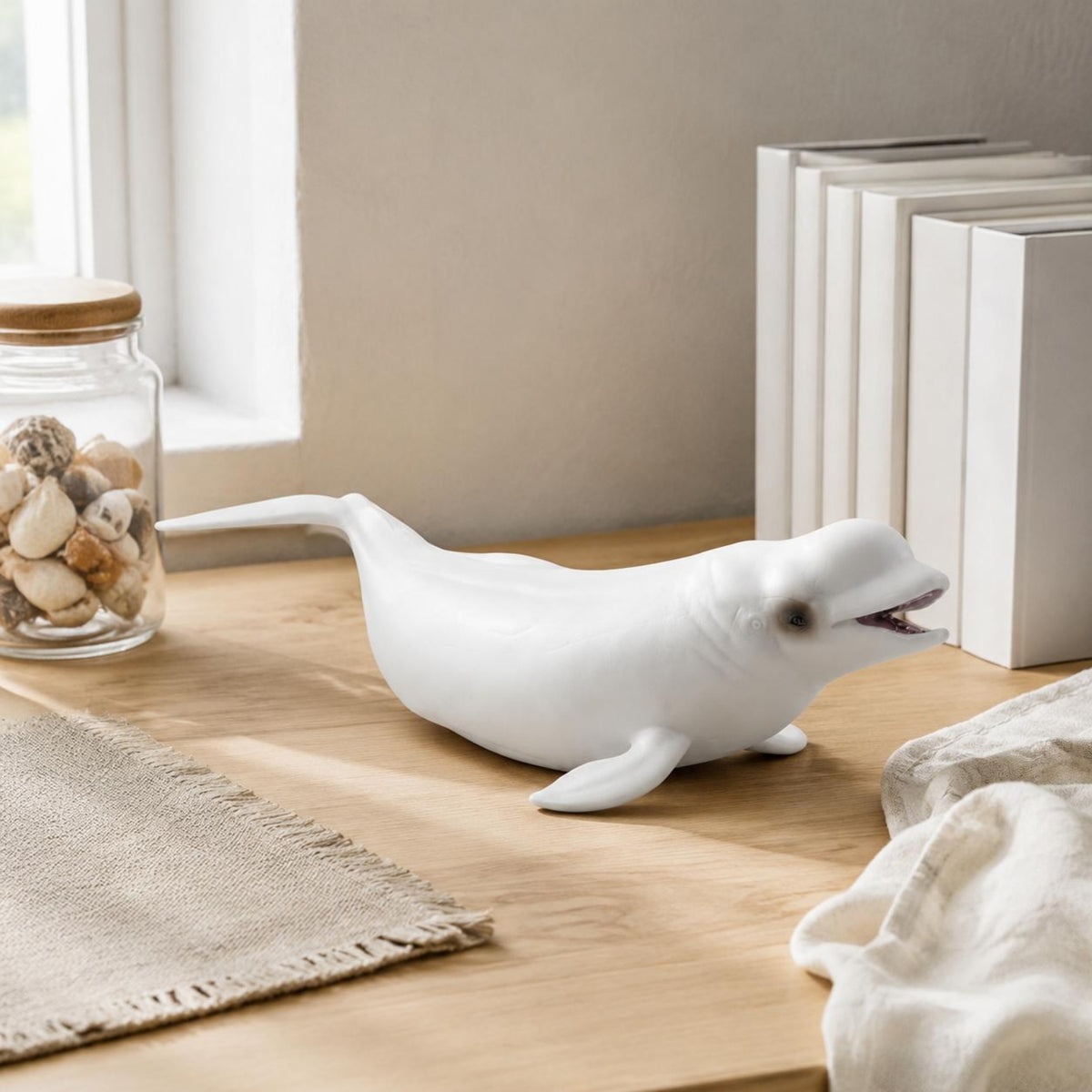 Beluga Marine Mammal Figurine Educational Beluga Marine Mammal Model Naturalistic Animal Statue for Display