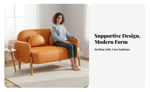 Comfortable Seating Small Apartment Sofa Sturdy Frame Apartment Sofa High-Density Foam 2-Seater Couch Easy to Clean for Renters, Young Adults, Homeowners, Bedroom, Reception Area