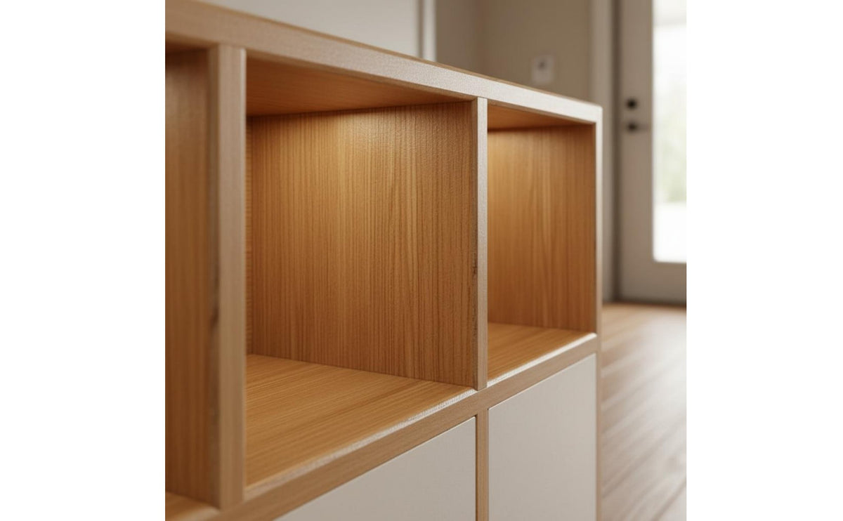 Solid Wood Core Floor Standing Bookshelf Deepened Shelves Freestanding Display Shelf Stable Splayed Legs Modular Cube Organizer Modular Combination for Entryway