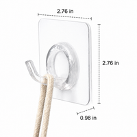 Wall Hooks for Australian Renters, 5kg Heavy Duty Clear Adhesive Hooks, 7x7cm No Drill Round Hooks for Kitchens, Bathrooms & Office