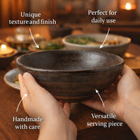 Wabi-Sabi Ceramic Bowl, Black, New Chinese Style