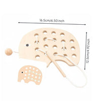 Animal Lacing Game Hand-Eye Coordination Wooden Threading Toy Wood Wooden Animal Threading Board for Preschoolers, Kids, Classroom