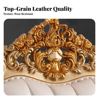 3 Pieces Ornate 3-Piece Couch Set Genuine Leather Upholstery Upholstered Couch Group European design Living Room Seating for Homeowners, Villa, estate