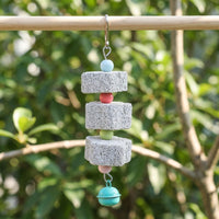 Macaron Volcanic Stone Skewer Bird Grinding Stone, Bird Gnawing Toy with Cuttlebone for Parrots, Hanging Grinding Stone Parrot Cage Accessories