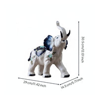 2 Pieces Blue and White Elephant Ornament Chinese Design for Shelf, Desk