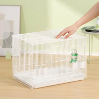 Foldable Chick Breeding Cage with Front Door, Metal Wire Foldable Pet Enclosure, No Wheels Quail and Duckling Cage for Indoor Fowl Raising