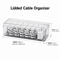 Large Cable Tidy Box, Cable Management Organiser with Internal Dividers, PET Cord Organiser for Desk & Drawers, Home Office Solution