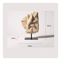 Rock-Style Sculpture Black Metal Stand Floral Relief Sculpture Stone-Like Finish