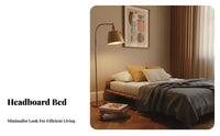 Space-Saving Headboardless Bed Frame Flush perimeter Headboardless Slatted Bed Base Minimalist Design Sleeping foundation Lowsilhouette for Small Apartment Dwellers, Minimalists, Students, Dorm Room