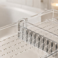 Telescoping Bathtub Rack Extendable Clear Acrylic Bath Tray Raised Rim