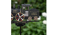Train Rotating Wheel Ornament Painted Finish Stake-Mounted Lawn Train Star And