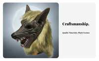 Scary Design Werewolf Mask and Gloves Full Face Coverage Werewolf Dress-up Kit Realistic Features Costume Accessory Furry Accents for Cosplayers, Party-and Goers, Adults, Halloween, Stage Performances, Haunted Houses, Themed Parties