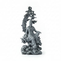 Zen Garden Ornament Draped Robes Stone-Gray-Gray Buddha Statue Textured Base