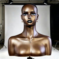 Hairpiece Display Bust Shiny Golden Cap Display Bust   Mannequin Head