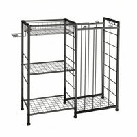 Sports Ball Rack Wire Frame Tiered Ball Rack Foldable for Indoor Use