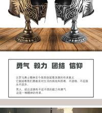 铁艺罗马士兵头盔模型摆件欧洲复古书房办公室桌面装饰品金属摆设