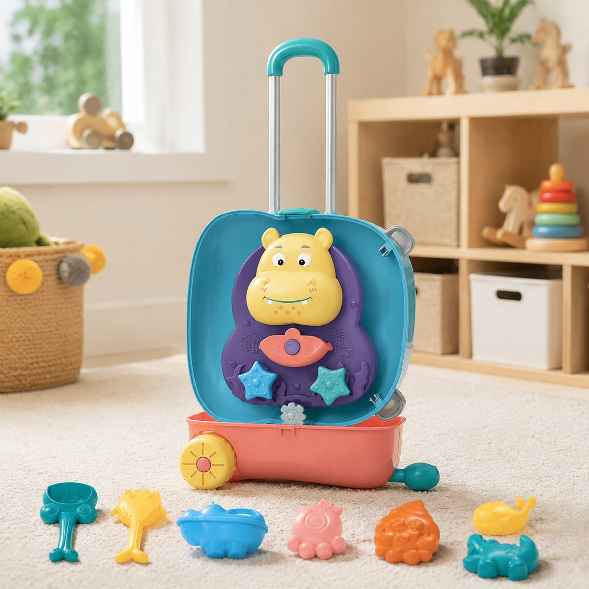 7PCS Bathtub Toys for 0-3 Years, Kids Bath Set with Storage Bag, Educational Learning Water Play Sand Play Toys