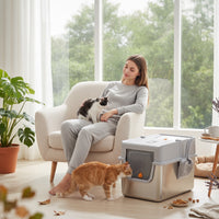 Enclosed Cat Waste Receptacle Extra-Large Cat Waste Receptacle High-Sided for Home, Apartments