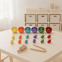 Sorting Toy with Tweezers Wooden Color Sorting Toy Child-Centered Fine Motor Skills for Preschoolers, Homeschool, Playroom