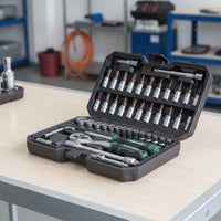 Ratchet Socket Wrench Tool Kit Vanadium Alloy Steel Steel Socket Wrench Set Textured Grip Mechanics Tool Set with Case for Handymen, Auto Repair