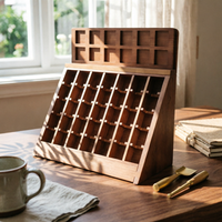Floor-Standing Grid Display Rack Multi-Compartment Wooden Display Rack Modern