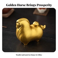 Good Fortune Symbol Ceramic Horse Ornament Elegant Design Golden Horse Statue Exquisite Workmanship for Business Owners